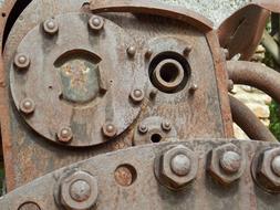 Old, rusty engine of the machinery