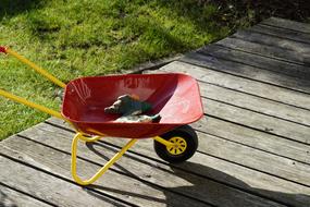 red trolley for garden