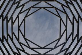 Construction, with the patterns , under the blue sky with white clouds