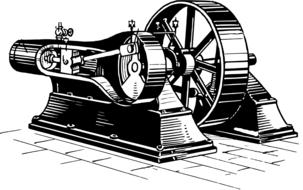 machinery motor as black and white illustration