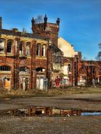 Beautiful, old factory, at blue sky on background, in Plagwitz, Leipzig, Germany