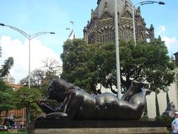 Beautiful, black statue, made by Botero, in MedellÃ­n, Colombia