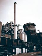 Old photo of the old factory with chimney