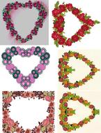 Beautiful and colorful heart frames, on collage, on clipart