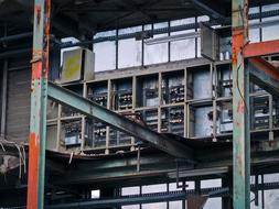 metal structures in the old factory