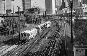 monochrome photo of Train Transportation System