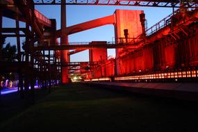 Landscape of Kokerei Zollverein, with the colorful lights, in Germany