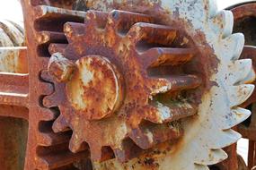rusty mechanisms on an old car