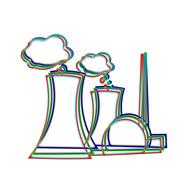 silhouette of a nuclear power plant on a white background