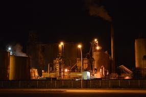 lanterns near the factory at night