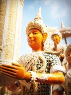 Beautiful and colorful sculptures with decorations in Thailand
