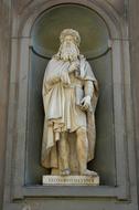 sculpture by Leonardo da Vinci on the wall