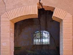 destroyed door in an abandoned building