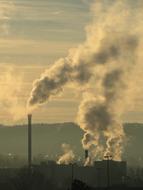 Factory, with the smoke, going from the chimneys