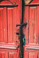 Old double door with metal Handle