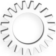 White gear at white background, on clipart