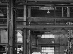 monochrome photo of Factory Metal Industry