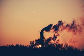 Shadows of smoke at Surnrise Dawn
