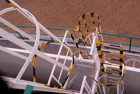 Colorful, metal ladders for industry