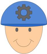 cartoon blue helmet engineer head