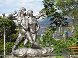 Cacique Nutibara and wife sculpture, Colombia, Medellin