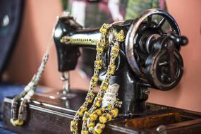 Machine Antique close-up on blurred background
