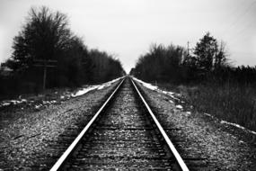 monochrome picture of Railroad Tracks Railway