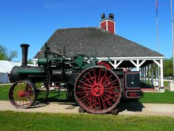 old steam tractor in the village