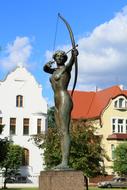 metal statue with bow in Bydgoszcz, Poland