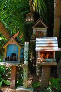 Colorful and beautiful birdhouses in the garden, in Bali, Indonesia