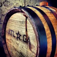 Beautiful, old, wooden barrel with beer