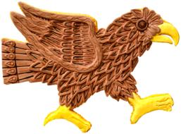 Beautiful, brown and yellow sweet figure of the eagle, at white background