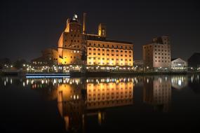 harbor at Duisburg at night