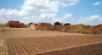 kiln on brick yard, india, dharwad