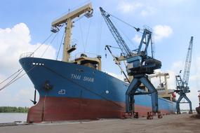 crane near a cargo ship