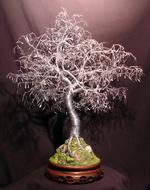 Bonsai, silver Tree, wire Sculpture