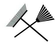 Close-up of the black gardening tools, at white background, clipart