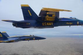 Blue Angels Aircraft Flight close up on a clear day