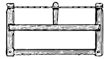 Black and white drawing of the wood and metal saw tool