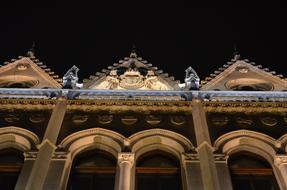 metro architecture in budapest at night