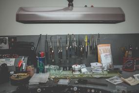 tools on the desk in the office