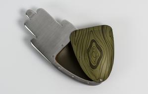 metal decoration with wood element