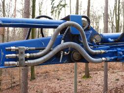 hydraulic system in the forest close up