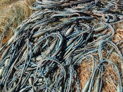 fishing net on the beach near the sea