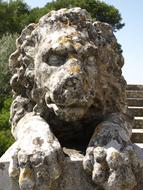 Beautiful and colorful lion sculpture on Santuari De Sant Salvador on Mallorca in Spain