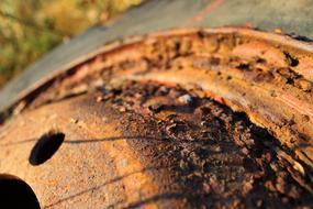 rusty wheel close up