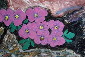 purple alpine flowers painting