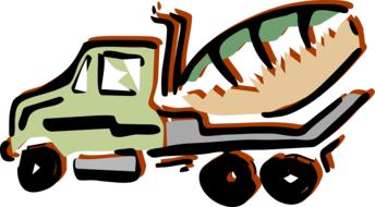 Colorful painting of the vehicle with concrete mixer, at white background, on clipart