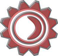 red gear wheel on white background