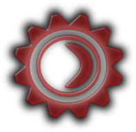 red gear wheel on white background, shadow